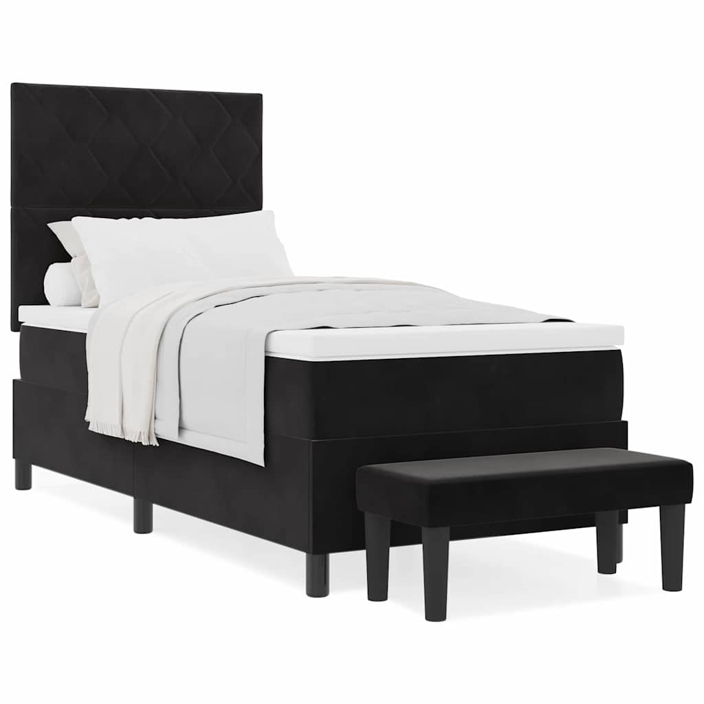Box Spring Seng Med Madras Sort 100 X 200 Cm Fløjl - Billede 4
