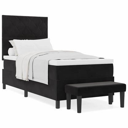 Box Spring Seng Med Madras Sort 100 X 200 Cm Fløjl - Billede 4