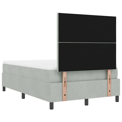 Box Spring Seng Med Madras Lysegrå 120 X 190 Cm Fløjl - Billede 11