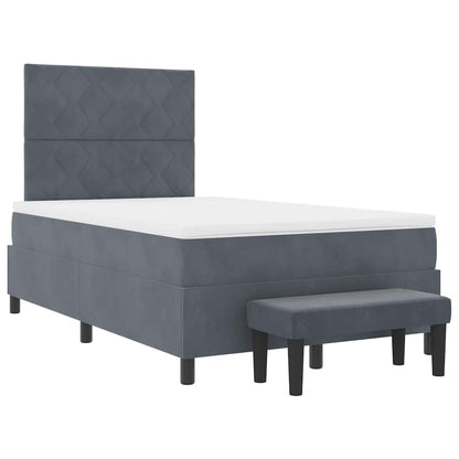Box Spring Seng Med Madras Mørkegrå 120 X 190 Cm Fløjl - Billede 8