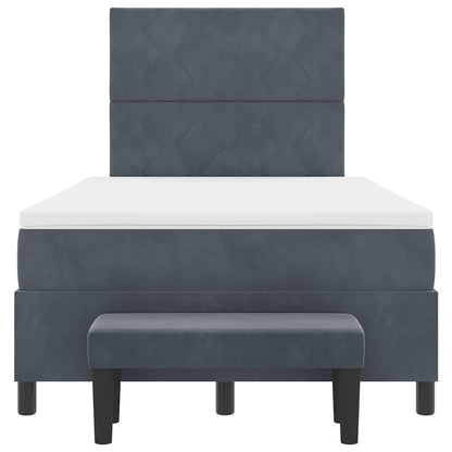 Box Spring Seng Med Madras Mørkegrå 120 X 190 Cm Fløjl - Billede 9