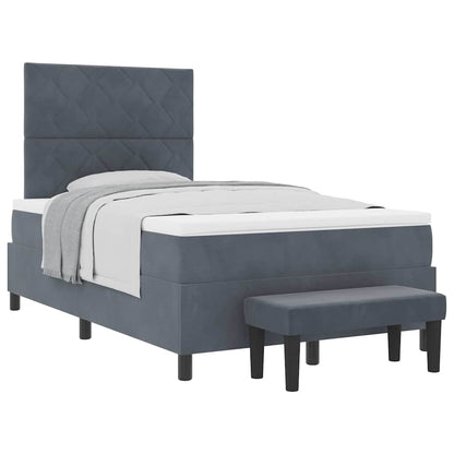 Box Spring Seng Med Madras Mørkegrå 120 X 190 Cm Fløjl - Billede 3
