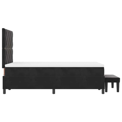 Box Spring Seng Med Madras Sort 120 X 190 Cm Fløjl - Billede 9