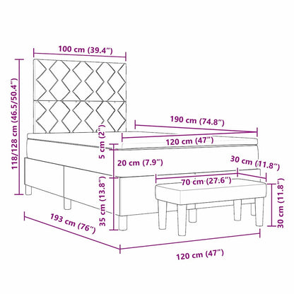 Box Spring Seng Med Madras Sort 120 X 190 Cm Fløjl - Billede 13