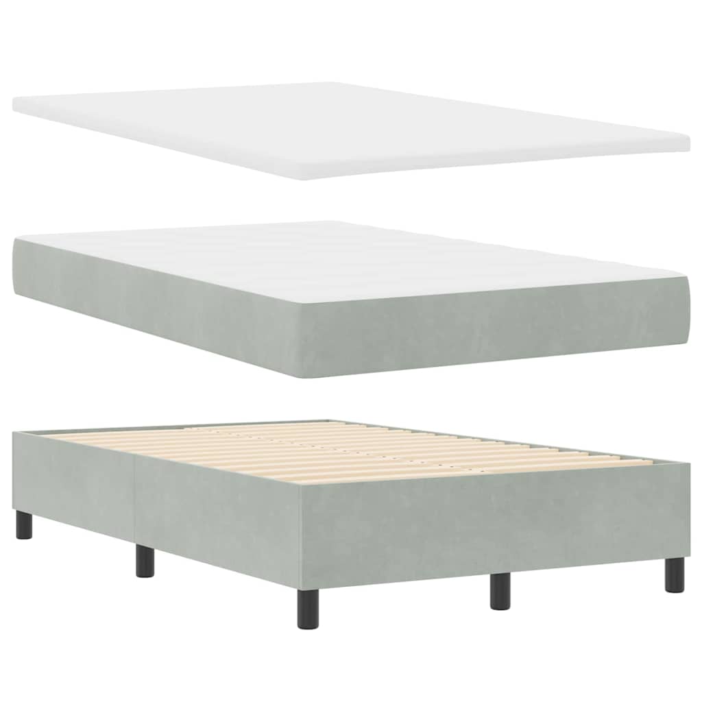 Box Spring Seng Med Madras Lysegrå 120 X 200 Cm Fløjl - Billede 2