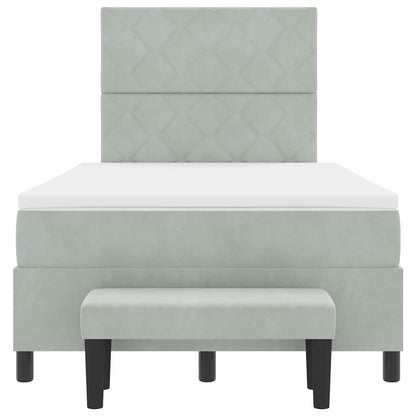 Box Spring Seng Med Madras Lysegrå 120 X 200 Cm Fløjl - Billede 9