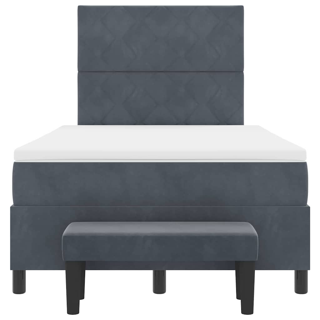 Box Spring Seng Med Madras Mørkegrå 120 X 200 Cm Fløjl - Billede 9