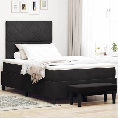 Box Spring Seng Med Madras Sort 120 X 200 Cm Fløjl - Hovedbillede