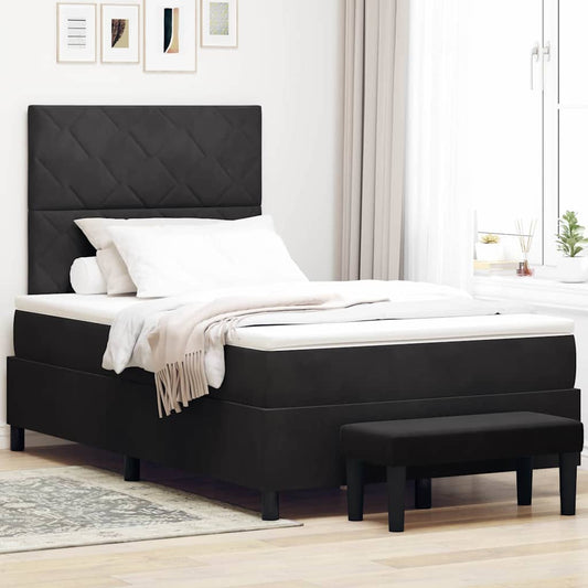 Box Spring Seng Med Madras Sort 120 X 200 Cm Fløjl - Hovedbillede