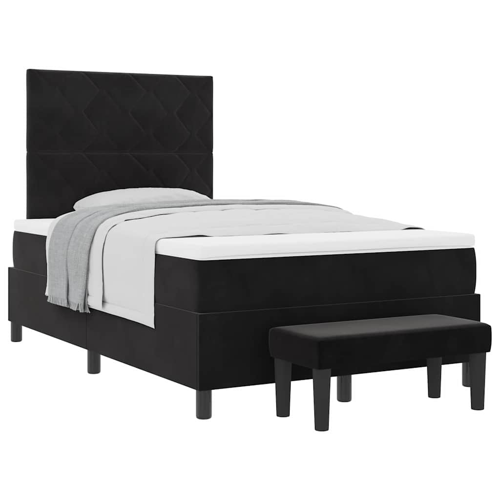 Box Spring Seng Med Madras Sort 120 X 200 Cm Fløjl - Billede 3