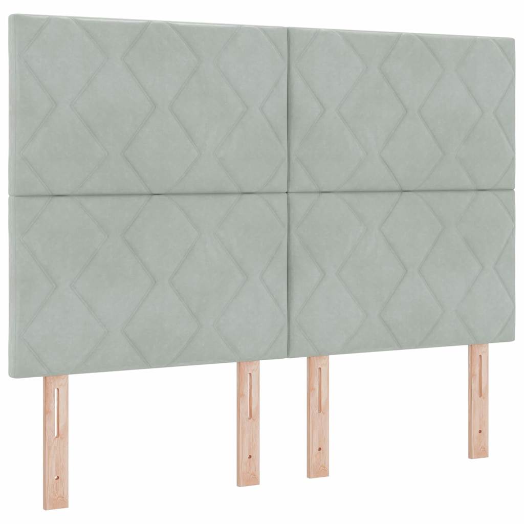 Box Spring Seng Med Madras Lysegrå 140 X 190 Cm Fløjl - Billede 7