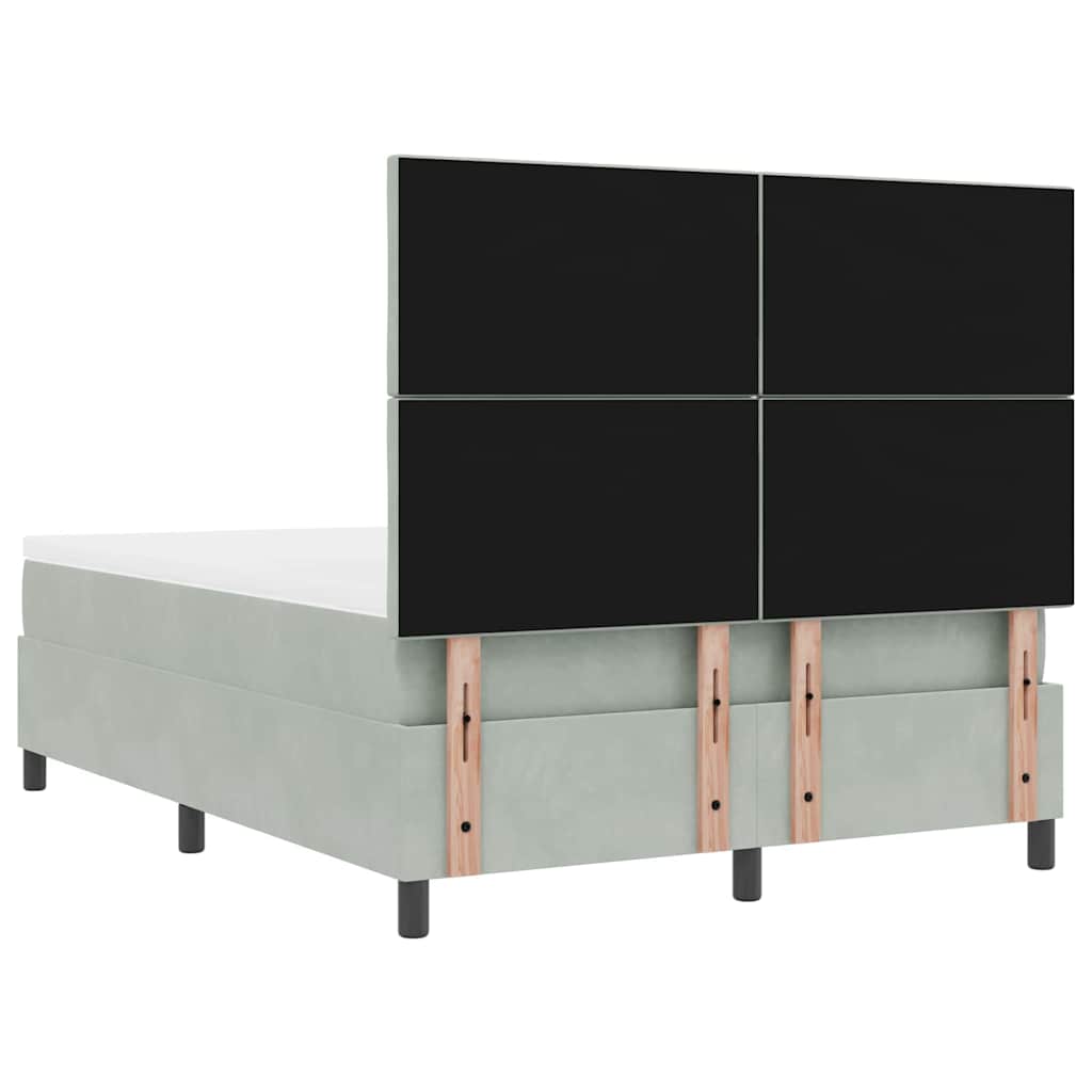Box Spring Seng Med Madras Lysegrå 140 X 190 Cm Fløjl - Billede 11