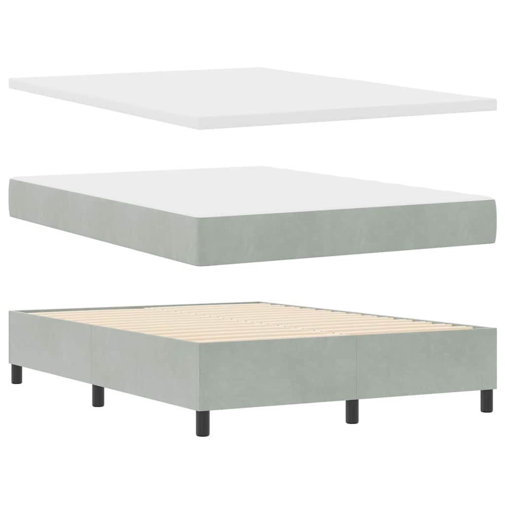 Box Spring Seng Med Madras Lysegrå 140 X 200 Cm Fløjl - Billede 2