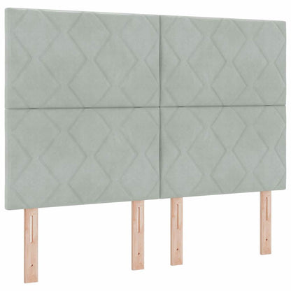 Box Spring Seng Med Madras Lysegrå 140 X 200 Cm Fløjl - Billede 7