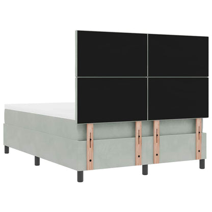 Box Spring Seng Med Madras Lysegrå 140 X 200 Cm Fløjl - Billede 11