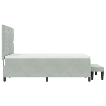 Box Spring Seng Med Madras Lysegrå 140 X 200 Cm Fløjl - Billede 10