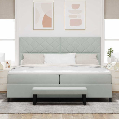 Box Spring Seng Med Madras Lysegrå 200 X 200 Cm Fløjl - Billede 5