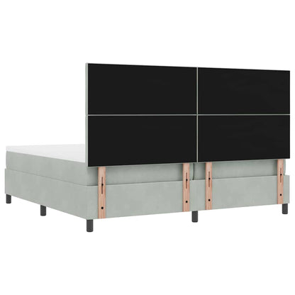 Box Spring Seng Med Madras Lysegrå 200 X 200 Cm Fløjl - Billede 11