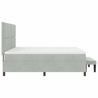 Box Spring Seng Med Madras Lysegrå 200 X 200 Cm Fløjl - Billede 10