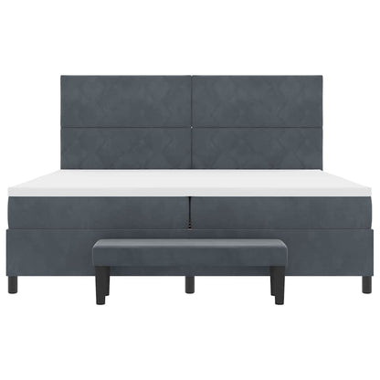 Box Spring Seng Med Madras Mørkegrå 200 X 200 Cm Fløjl - Billede 8