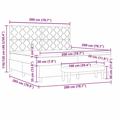 Box Spring Seng Med Madras Mørkegrå 200 X 200 Cm Fløjl - Billede 13