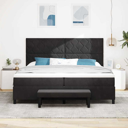 Box Spring Seng Med Madras Sort 200 X 200 Cm Fløjl - Billede 5