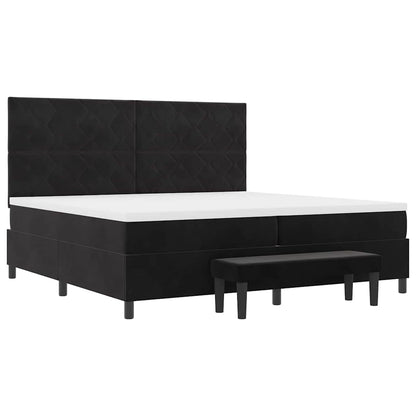 Box Spring Seng Med Madras Sort 200 X 200 Cm Fløjl - Billede 8
