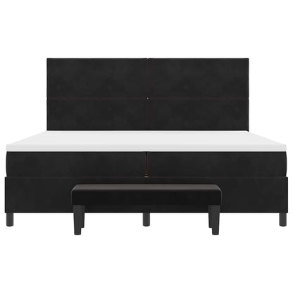 Box Spring Seng Med Madras Sort 200 X 200 Cm Fløjl - Billede 9