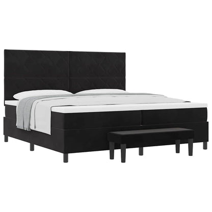 Box Spring Seng Med Madras Sort 200 X 200 Cm Fløjl - Billede 3
