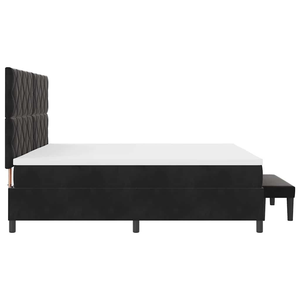 Box Spring Seng Med Madras Sort 200 X 200 Cm Fløjl - Billede 10