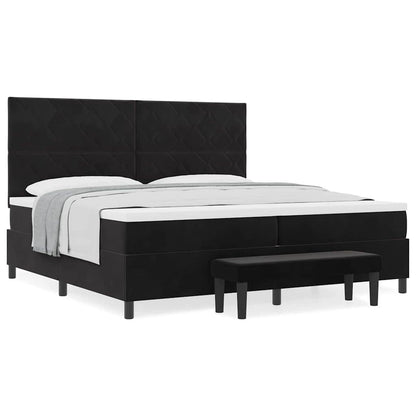 Box Spring Seng Med Madras Sort 200 X 200 Cm Fløjl - Billede 4