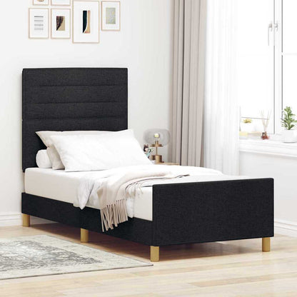 Sengestel Med Hovedgærde Sort 100 X 200 Cm Stof - Hovedbillede