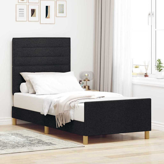 Sengestel Med Hovedgærde Sort 100 X 200 Cm Stof - Hovedbillede