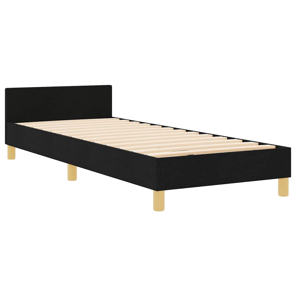 Sengestel Med Hovedgærde Sort 100 X 200 Cm Stof - Billede 6