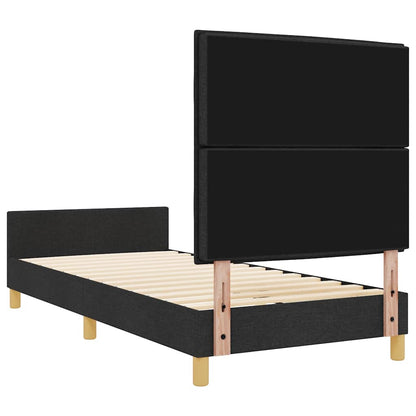 Sengestel Med Hovedgærde Sort 100 X 200 Cm Stof - Billede 10
