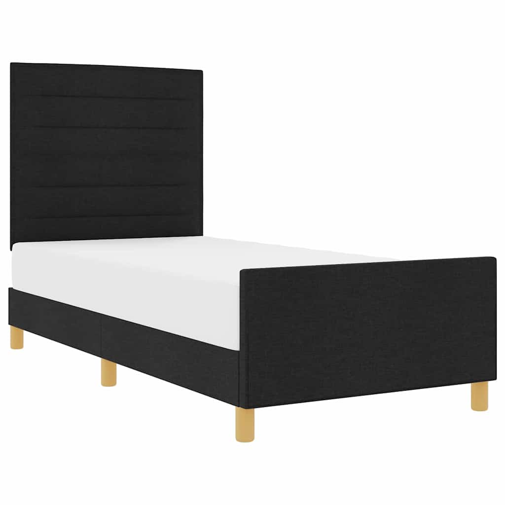 Sengestel Med Hovedgærde Sort 100 X 200 Cm Stof - Billede 3