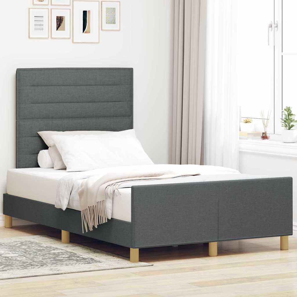 Sengestel Med Hovedgærde Mørkegrå 120 X 190 Cm Stof - Hovedbillede