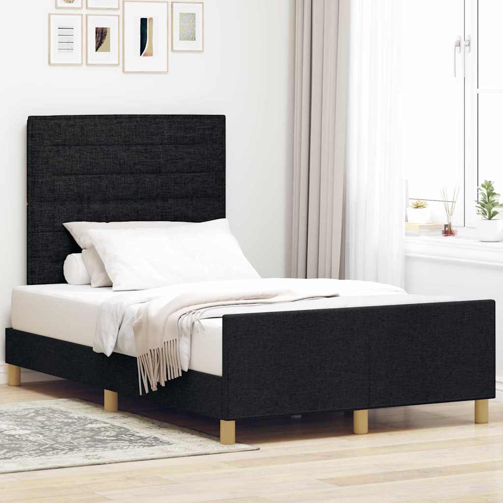 Sengestel Med Hovedgærde Sort 120 X 190 Cm Stof - Hovedbillede