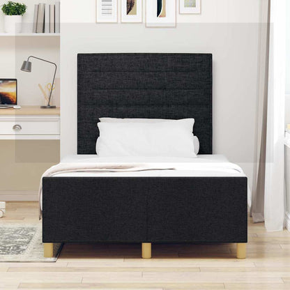 Sengestel Med Hovedgærde Sort 120 X 190 Cm Stof - Billede 5