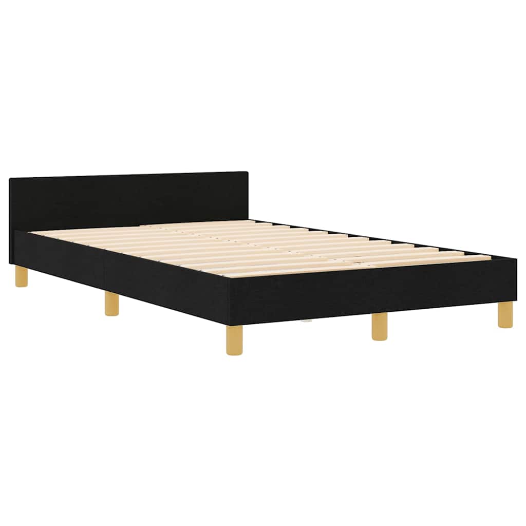 Sengestel Med Hovedgærde Sort 120 X 190 Cm Stof - Billede 2