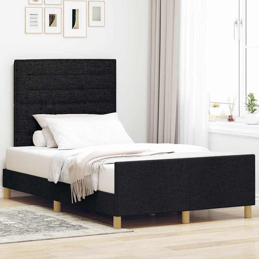 Sengestel Med Hovedgærde Sort 120 X 200 Cm Stof - Hovedbillede
