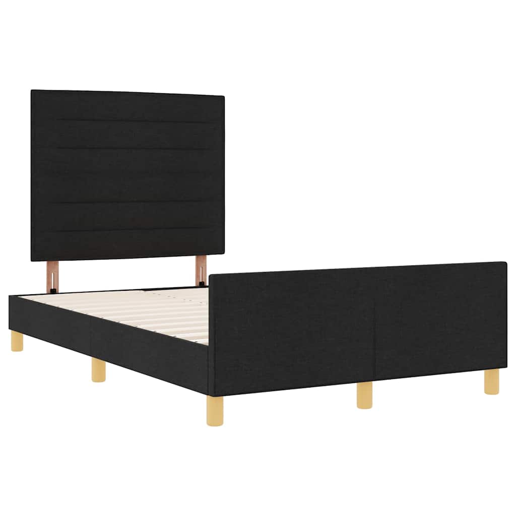 Sengestel Med Hovedgærde Sort 120 X 200 Cm Stof - Billede 2
