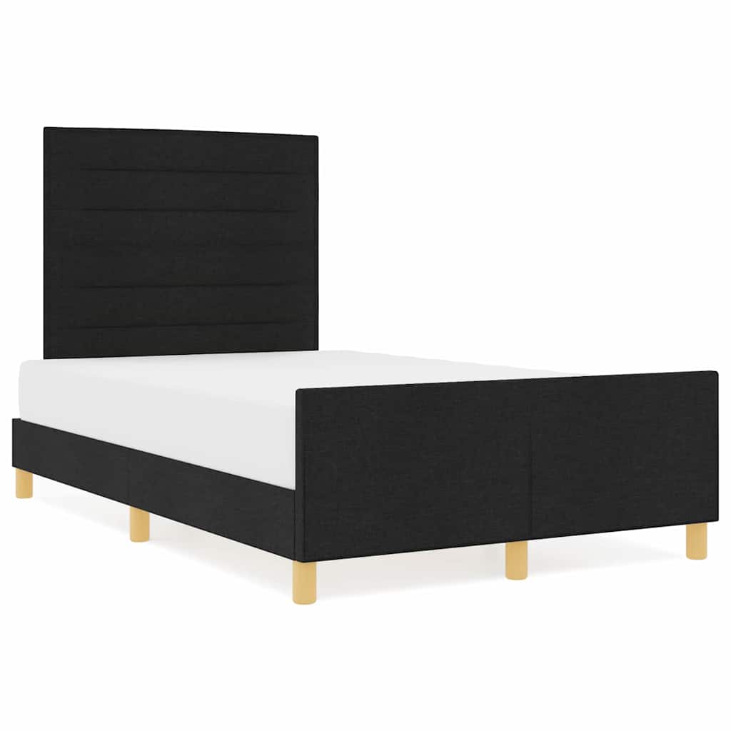 Sengestel Med Hovedgærde Sort 120 X 200 Cm Stof - Billede 4