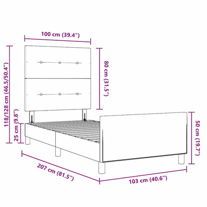 Sengestel Med Hovedgærde Lysegrå 100 X 200 Cm Stof - Billede 13