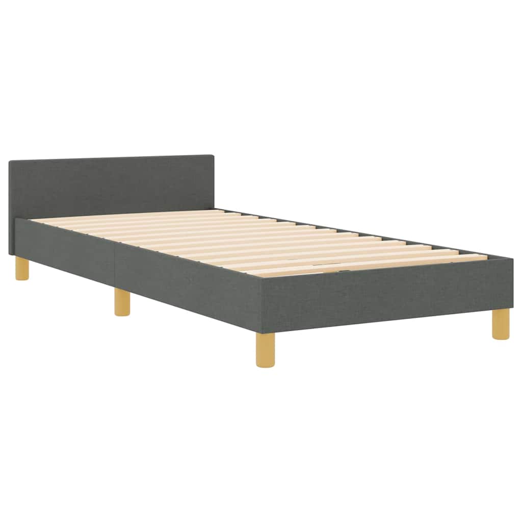 Sengestel Med Hovedgærde Mørkegrå 100 X 200 Cm Stof - Billede 2