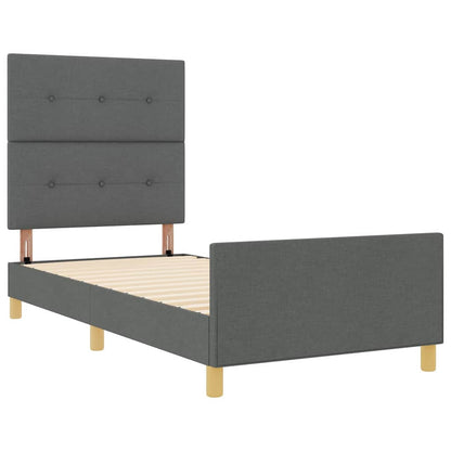 Sengestel Med Hovedgærde Mørkegrå 100 X 200 Cm Stof - Billede 6
