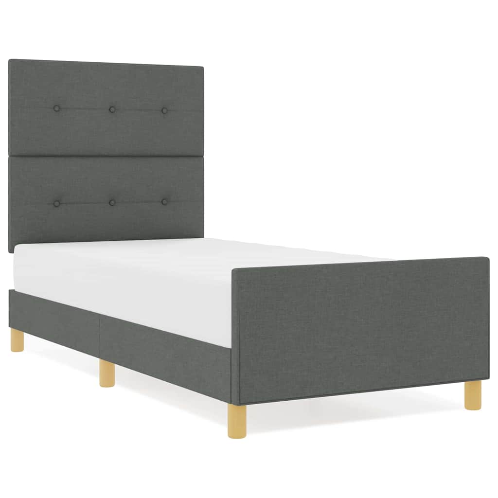 Sengestel Med Hovedgærde Mørkegrå 100 X 200 Cm Stof - Billede 4