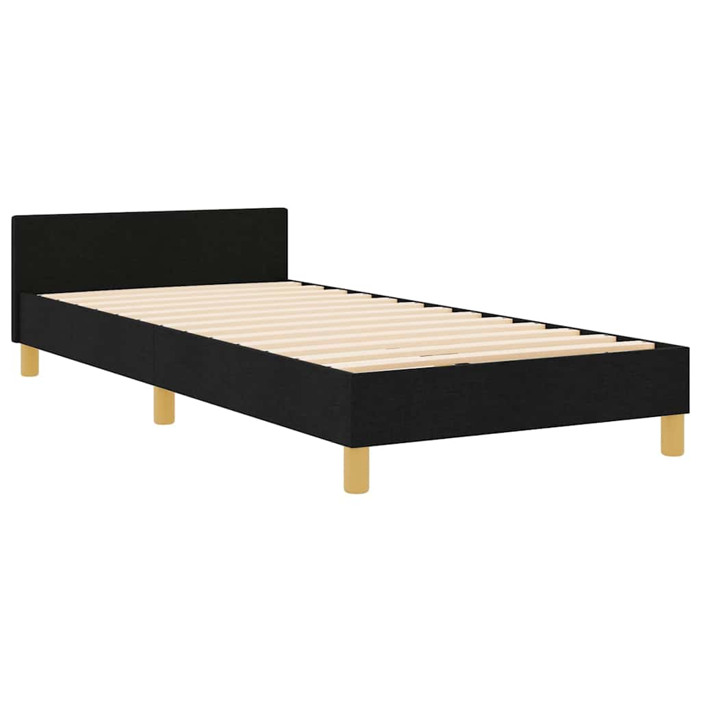 Sengestel Med Hovedgærde Sort 100 X 200 Cm Stof - Billede 2