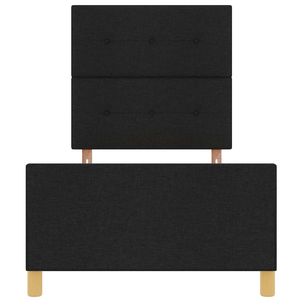 Sengestel Med Hovedgærde Sort 100 X 200 Cm Stof - Billede 8