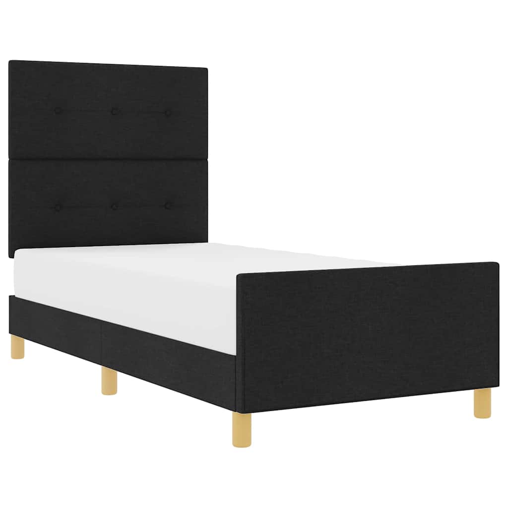 Sengestel Med Hovedgærde Sort 100 X 200 Cm Stof - Billede 3